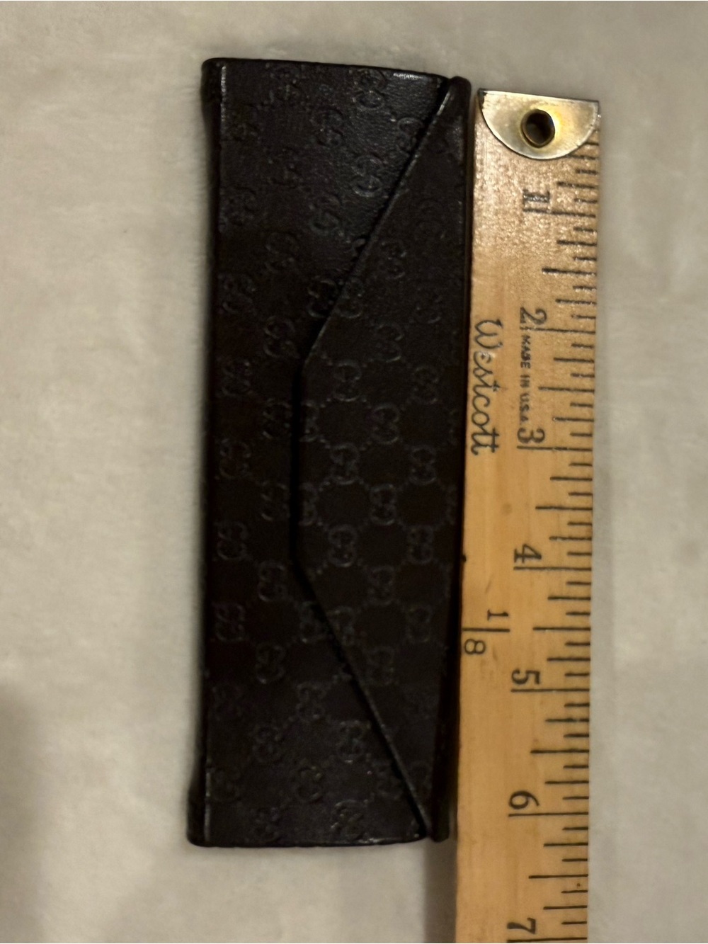 Gucci Sunglass Case Dark Brown Embossed GG Leather With Cleaning Cloth Authentic - Picture 6 of 8